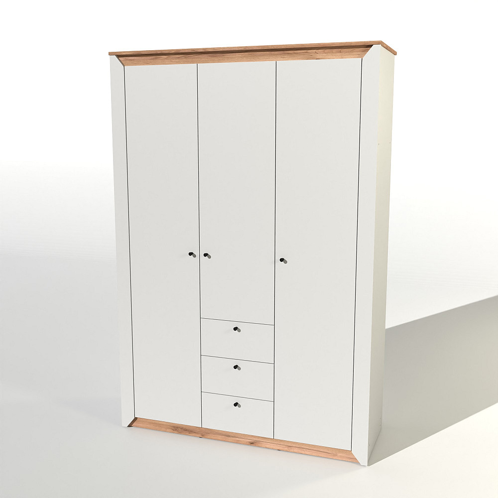 Шафа тридверна Еверест Нордік-1400 Білий + Дуб крафт золотий (DTM-5537) Львів - фото 2