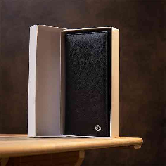 Практичний шкіряний гаманець-клатч ST Leather 19371 Чорний Київ