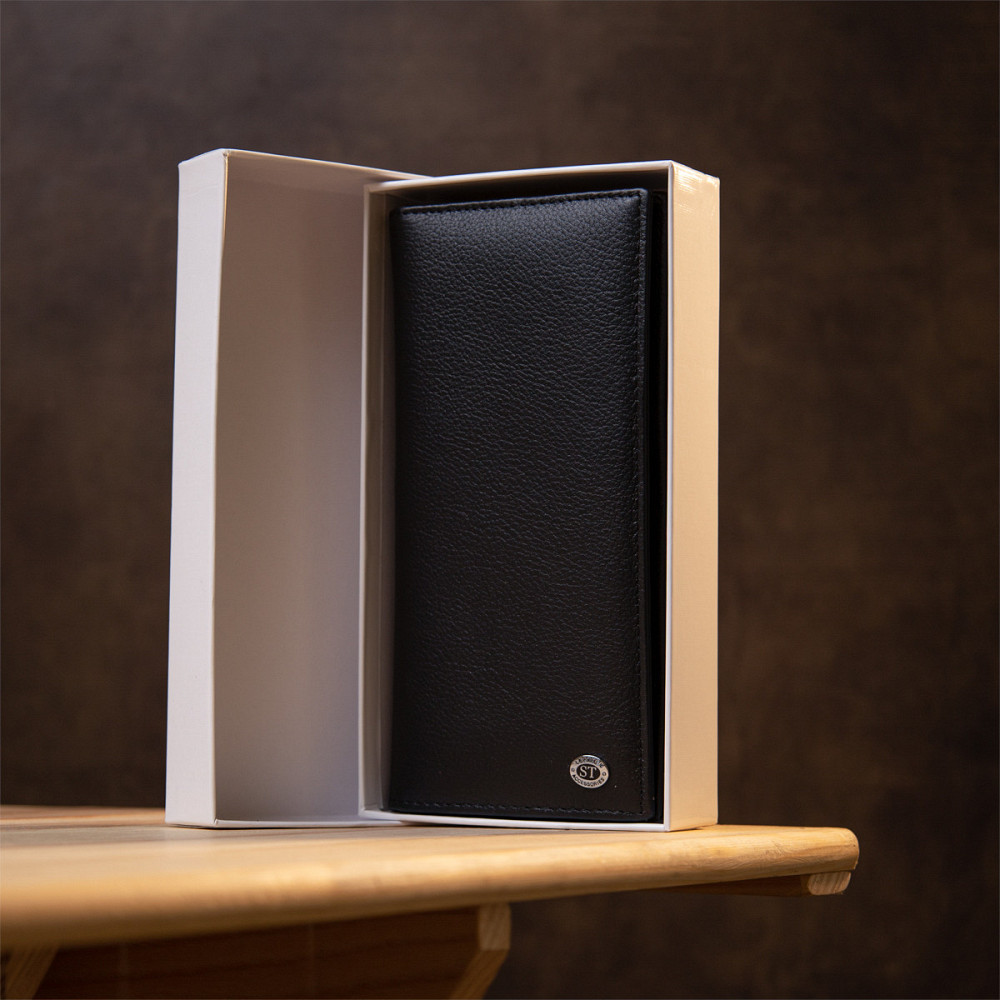 Практичный кожаный кошелек-клатч ST Leather 19371 Черный Киев - изображение 3