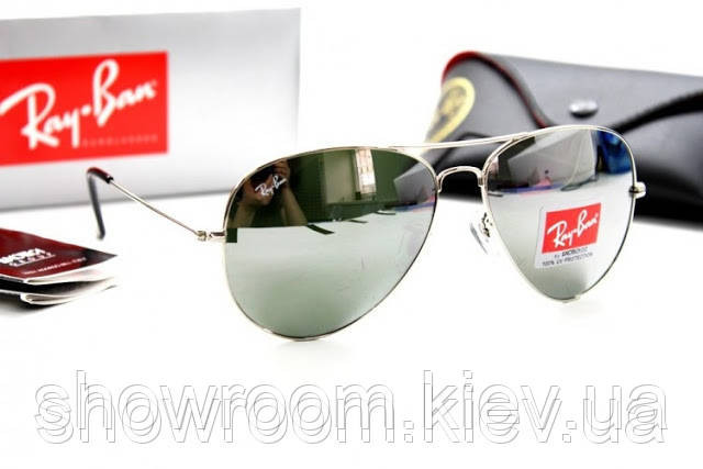 Женские солнцезащитные очки Ray Ban aviator mirror silver (2906) Киев - изображение 1