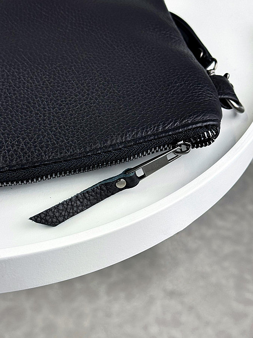 Кожаный клатч из натуральной зернистой кожи SKILL (Черный) Сумы - изображение 7