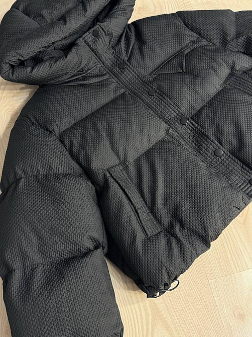 Куртка жіноча Lady Yep 10039 вафельна пуффер оверсайз з капюшоном чорна, чорний, 44 Київ - фото 17