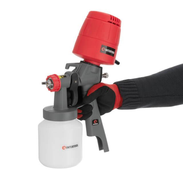 Краскопульт электрический INTERTOOL DT-5045, 0,45 кВт, 200 мл/мин, форсунка 1,5 мм, 1000 мл, 0,35 бар - для дерева, металла, стен Львов - изображение 8