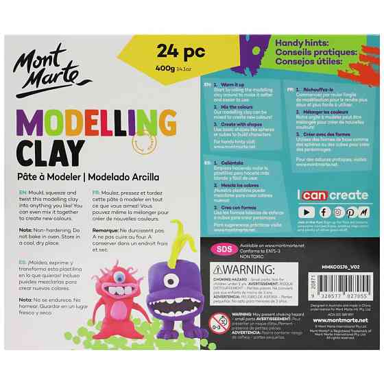 Воздушный пластелин Mont Marte Modelling Clay 400g глина для лепки 24 шт.разноцветный для моделирования Каменец-Подольский