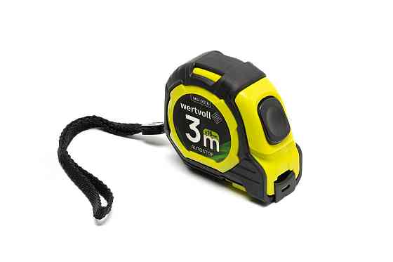WERTVOLL Рулетка WERTVOLL 3 м×16 мм дві кнопки AUTOSTOP покриття TPR нейлонове покриття протико Київ
