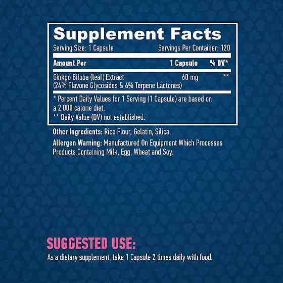 Гінко Білоба Haya Labs Ginkgo Biloba 60mg 120 caps Луцьк