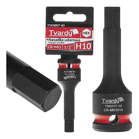 Головка ударна "Tvardy" з хром-молібденової сталі (Cr-Mo)  1/2"  Hex H10  довжиною  77мм Киев