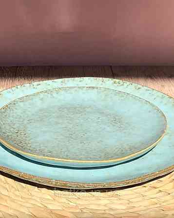 Тарілка Olens "Retro" 27,5 см кругла кераміка блакитна для дому та ресторанів Київ