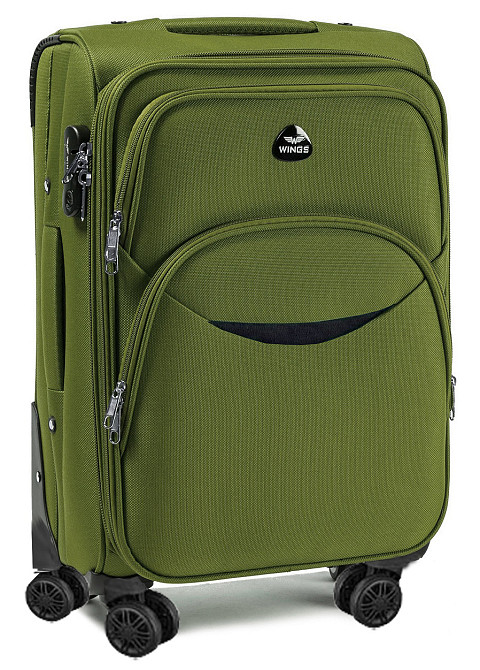 Чемодан тканевый WINGS 1708 средний 66 см оливковый с улыбкой 4 колеса Киев - изображение 1