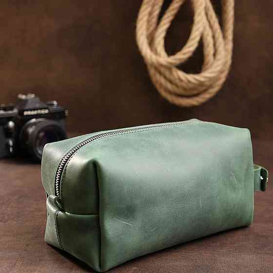 Кожаная косметичка унисекс GRANDE PELLE 11573 Зеленый Киев