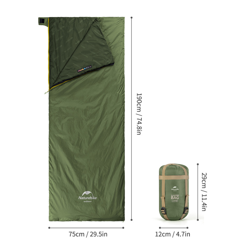 Спальний мішок Naturehike LW180 Mini NH21MSD04, правий, темно-зелений Киев - изображение 3