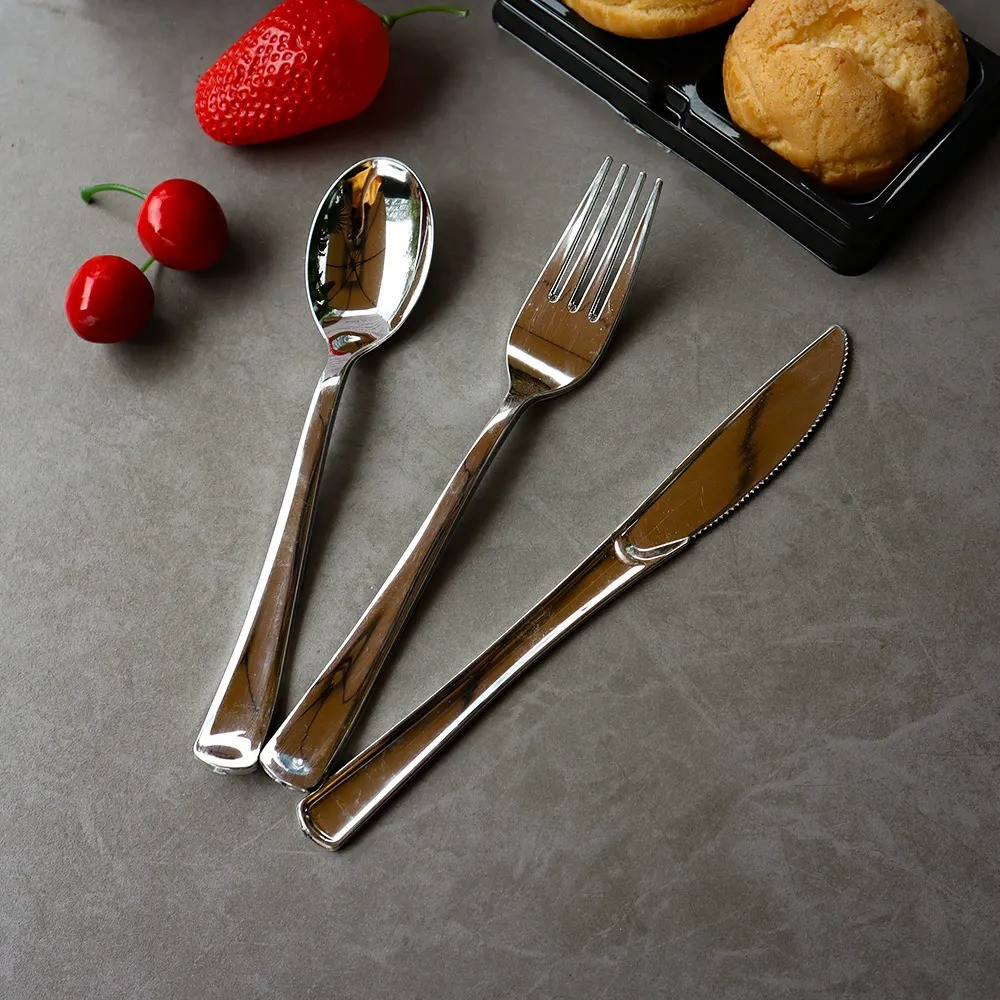 Набор пластиковых столовых приборов 18 шт качественных (ножи,вилки, ложки).Многоразовая посуда, серебристые Каменец-Подольский - изображение 8