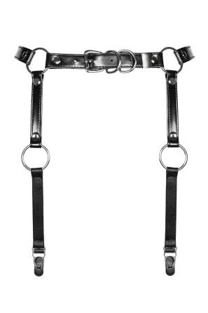 Гартери Obsessive A741 garter belt black O/S, штучна шкіра Львов