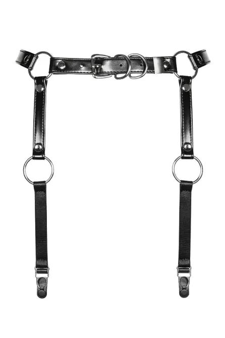 Гартери Obsessive A741 garter belt black O/S, штучна шкіра Львов - изображение 2