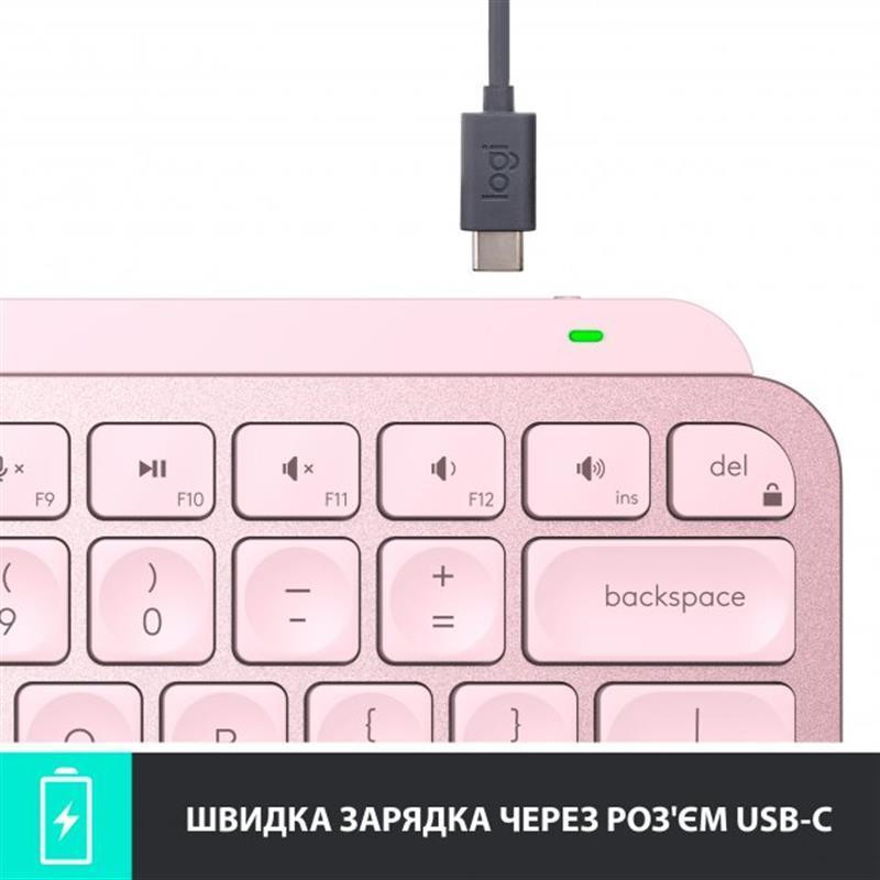 Клавіатура бездротова Logitech MX Keys Mini Wireless Illuminated UA Rose (920-010500) Рожевий Харків - фото 7