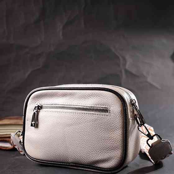 Жіноча сумка через плече на одне відділення з натуральної шкіри Vintage 22383 Біла Київ