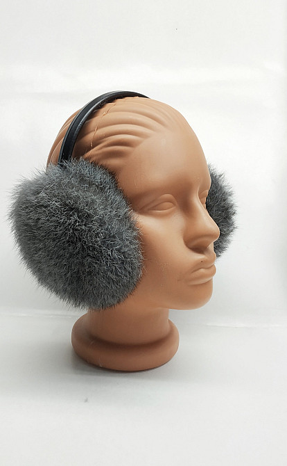 Хутряні навушники дитячі з кролика Графітовий Харків - фото 2