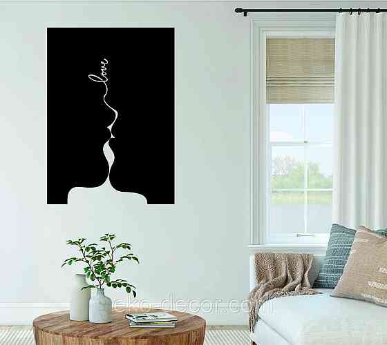Декоративне настінне 3D Панно «Силует пари», Декор на стіну з об'ємом 110*79 см, Чорний Київ