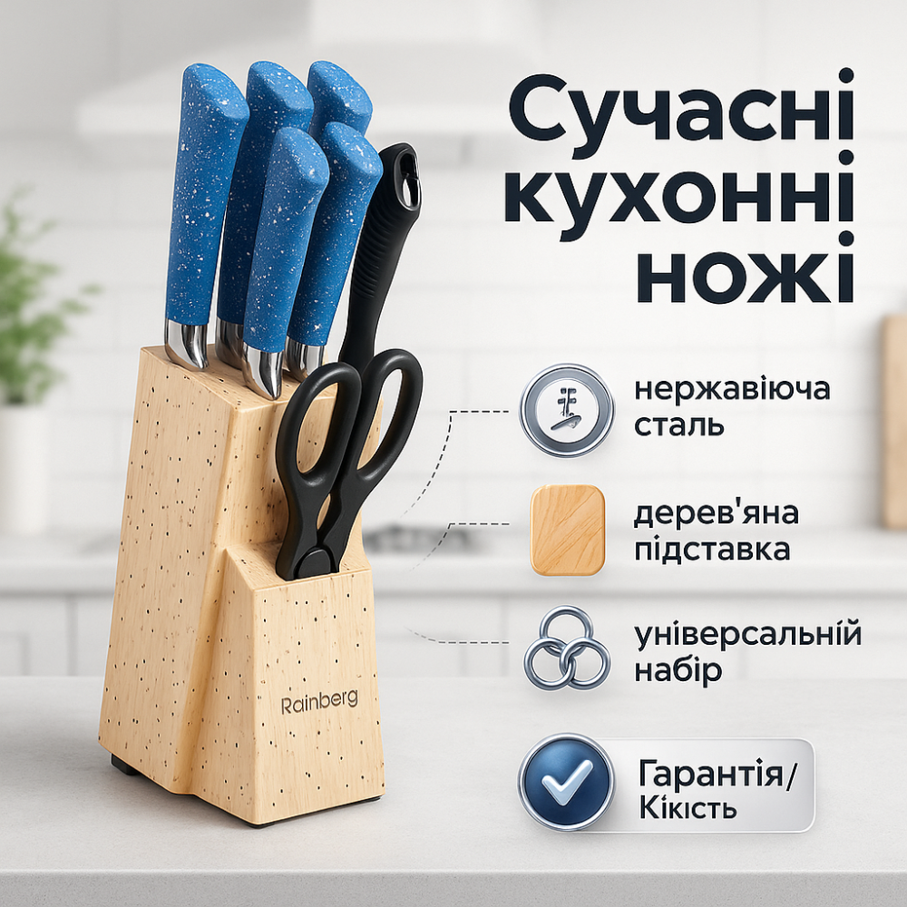 Кухонні ножі для домашнього використання, Професійний кухонний набір ножів, Набір ножів для нової кухні WA-45 Львів - фото 11