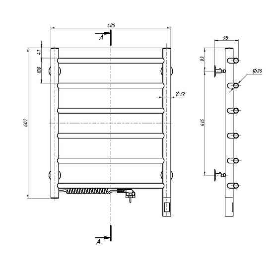 Рушникосушарка електрична NAVIN Камелія 480х600 ліва сенсор з таймером Київ