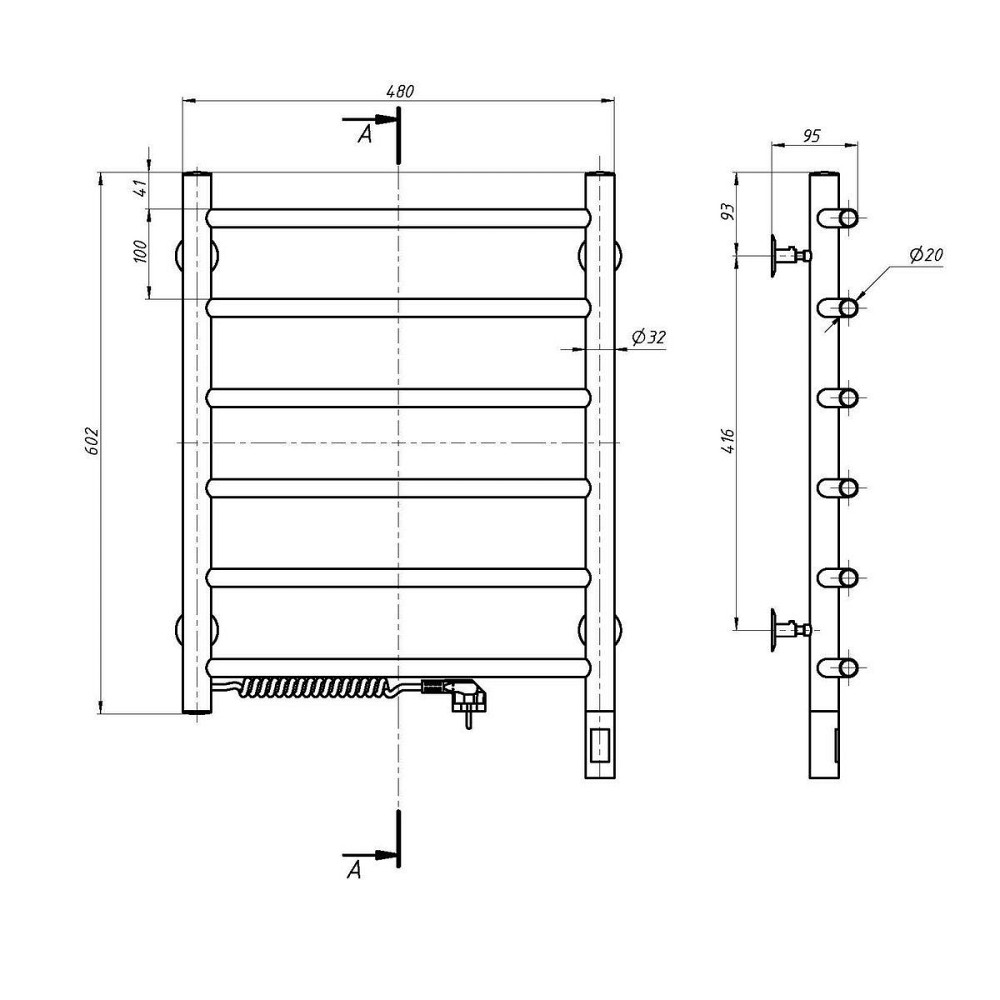 Рушникосушарка електрична NAVIN Камелія 480х600 ліва сенсор з таймером Київ - фото 6