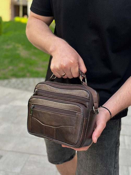 Чоловіча шкіряна сумка через плече BEXHILL коричнева Київ - фото 9
