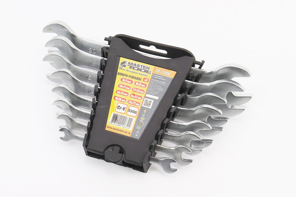 Набір ключів ріжкових 8шт (6х7/8х9/10х11/12х13/14х15/16х17/18х19/20х22мм) "пластиковий тримач" 70-2108 Київ - фото 1