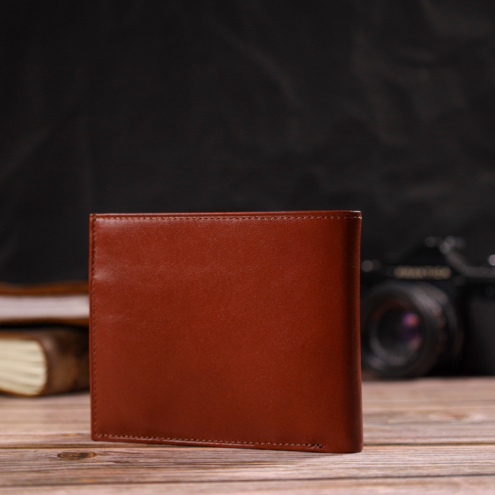 Мужское горизонтальное портмоне из натуральной гладкой кожи CANPELLINI 21780 Коричневое Киев - изображение 9