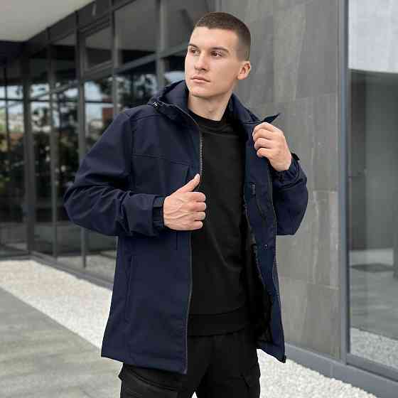 Темно-синя чоловіча повсякденна куртка на весну і осінь Pobedov Shum Київ