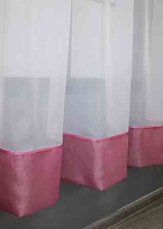 Гардина арка на кухню VR-Textil № 110к белый с малиновым 270х170 см (52-0882) Киев