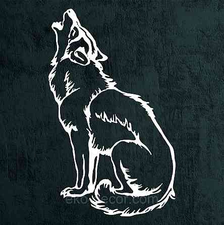 Декоративне настінне Панно «Вовк», Декор на стіну 70*42 см, Білий Київ