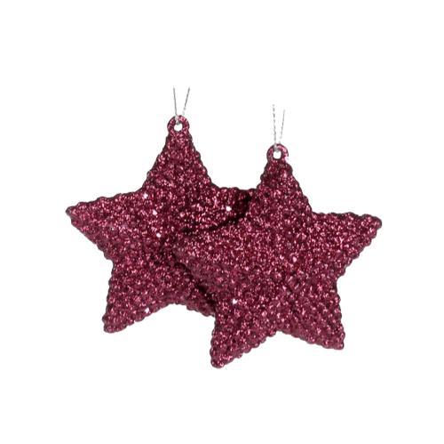 Набір ялинкових прикрас Зірка 2шт 7,5см бордовий глітер БОНА ДИ Житомир