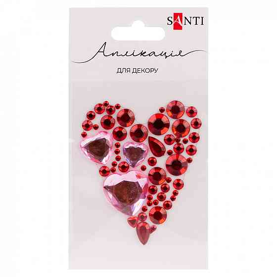Аплікація "SANTI" 743027 зі страз самоклеючих "Серце" червоне 6х10 см, шт Київ