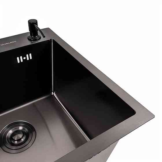 VALESO Кухонна мийка 45*45 Valeso Handmade PVD чорна (сифон крулий 3,0/0,8) Київ