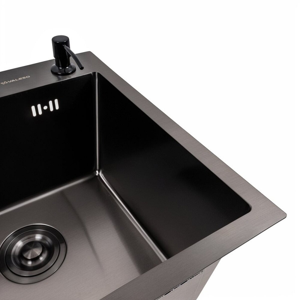 VALESO Кухонна мийка 45*45 Valeso Handmade PVD чорна (сифон крулий 3,0/0,8) Київ - фото 4