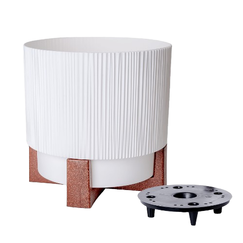 Вазон Осло зі вставкою та декоративною підставкою 20см білий Алеана Житомир - изображение 1