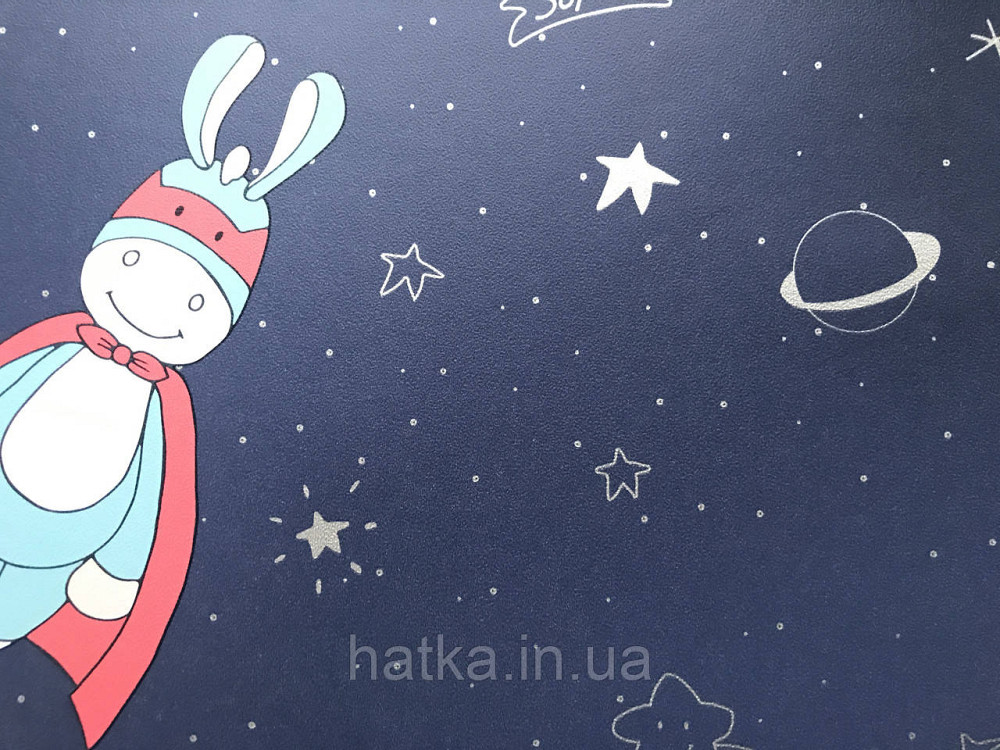 Шпалери флізелінові Decoprint Sweet Dreams дитячі зірки планети тварини сріблом на темно синьому 0,53x10,05 м Київ - фото 2