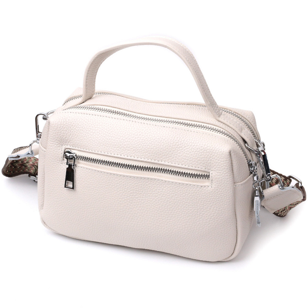 Женская прямоугольная сумка на два отделения из натуральной кожи Vintage 22344 Белая Киев - изображение 2