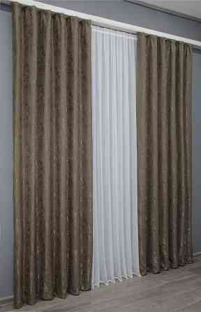 Комплект готових штор VR-Textil Льон мармур Pavliani № 1372ш Какао 150х270 см 2 шт (33-0233) Київ