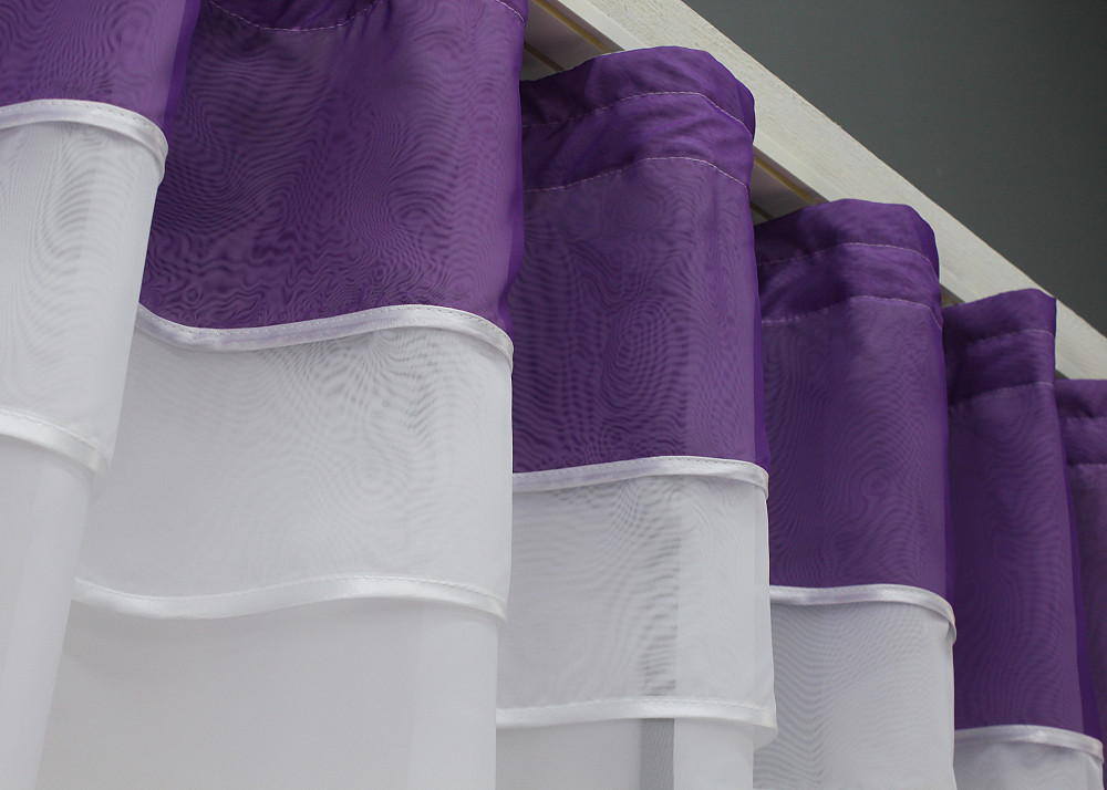 Кухонная гардина VR-Textil № 036к арка белый с фиолетовым 280х170 см (52-0853) Киев - изображение 4