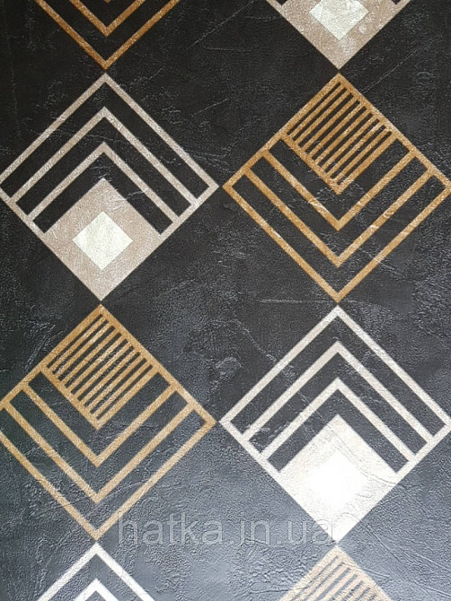 Шпалери вінілові на флізелін AS creation New-life геометрія квадрат коричневі, бежеві на чорному під Київ - фото 2