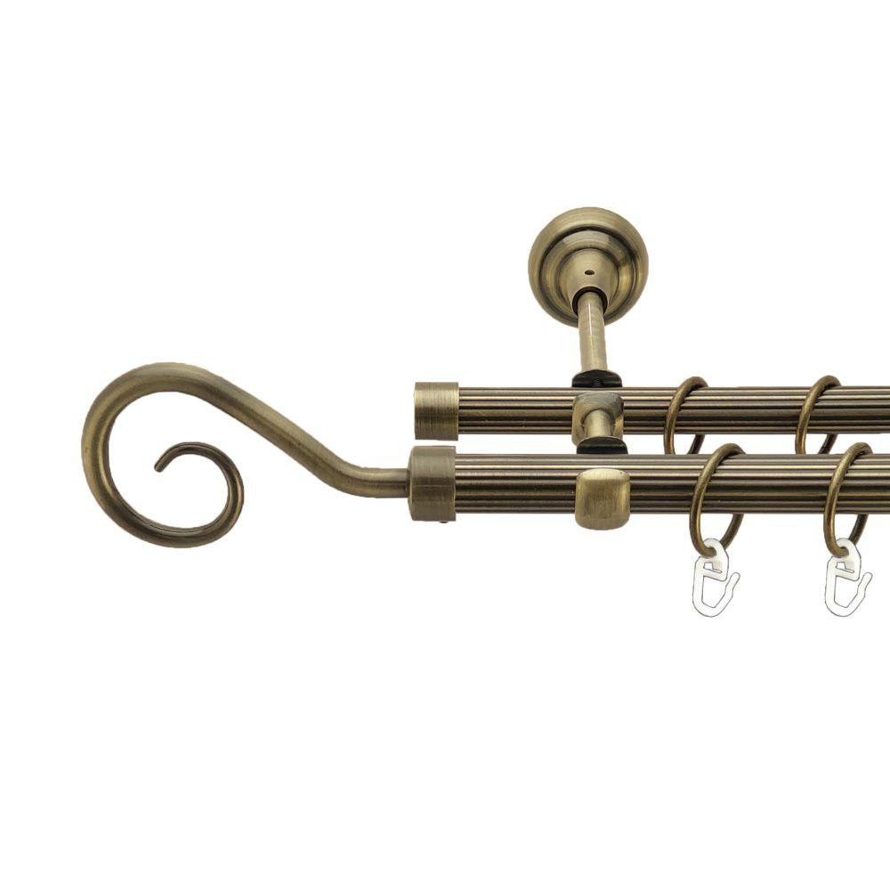 Карниз Orvit Гак металевий дворядний відкритий рифлена труба кільце металеве Антик 19\16 мм 160 см (00-00017339) Львів - фото 1