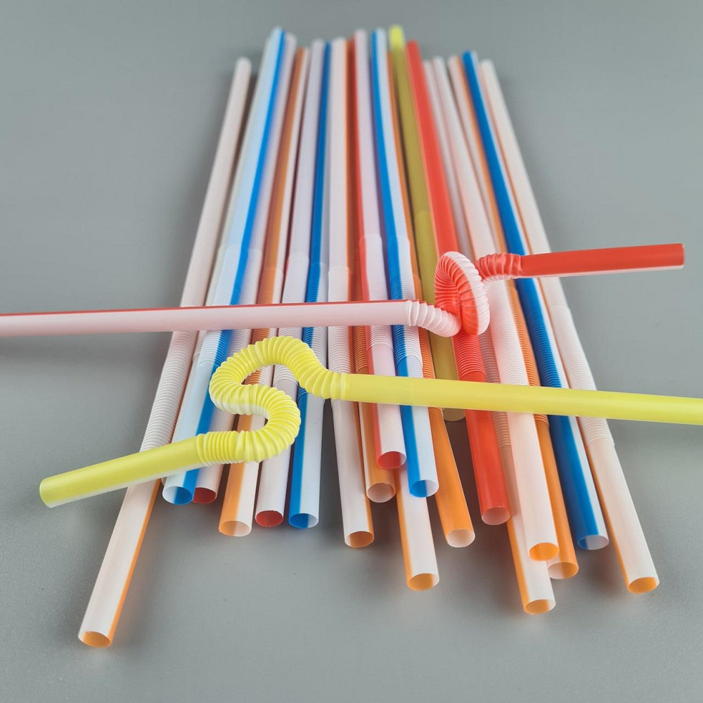 Трубочка-соломка для напитков с гофрой d6,0 -26см Бело-цветная  Артистик (100 шт) Харьков - изображение 4