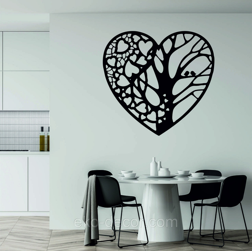 Декоративное настенное Панно «Дерево сердце» Декор на стену 90*84 см, Черный Киев - изображение 1