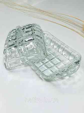 Маслянка скляна прозора "Король" довжина 17*10,5*9 см товсте скло Київ