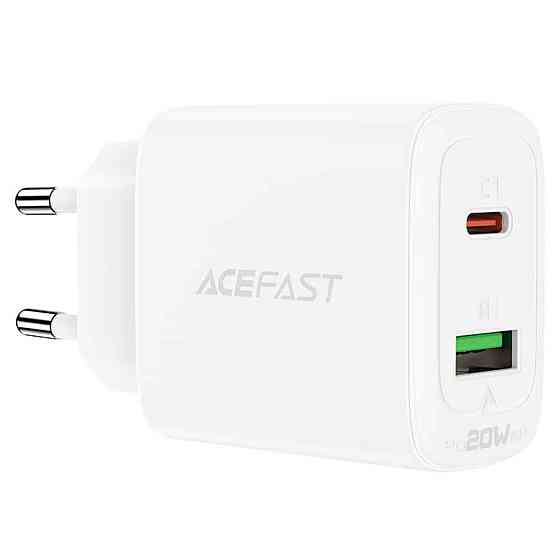 Мережевий зарядний пристрій ACEFAST A25 PD20W (USB-C+USB-A) dual port charger White Київ