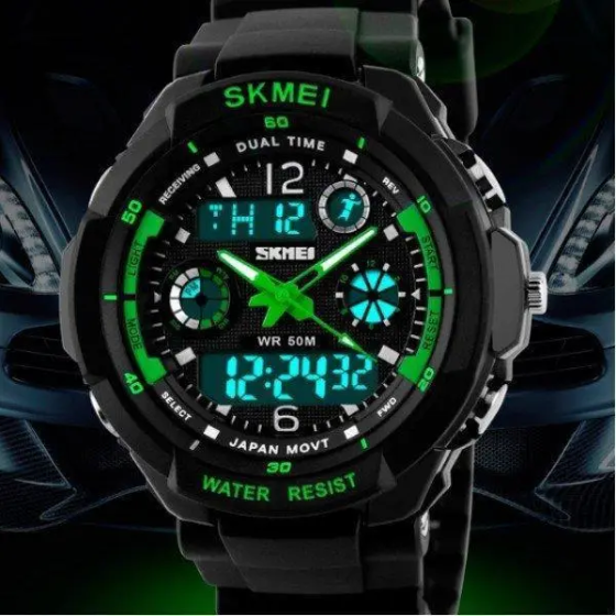 Дитячий спортивний наручний годинник Skmei 1060 s-shock Зелений Київ