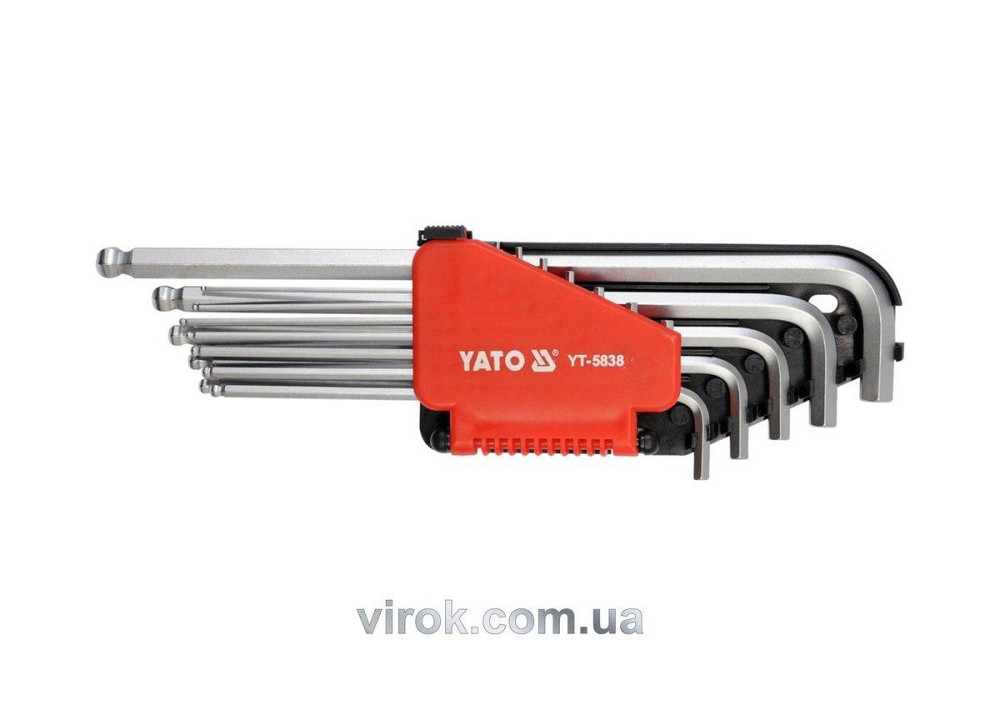 Ключі 6-гранні,Г-подібні дюймові YATO з кульовим наконечником, подовжені, компл. 12 шт. [6/36] Одеса - фото 1