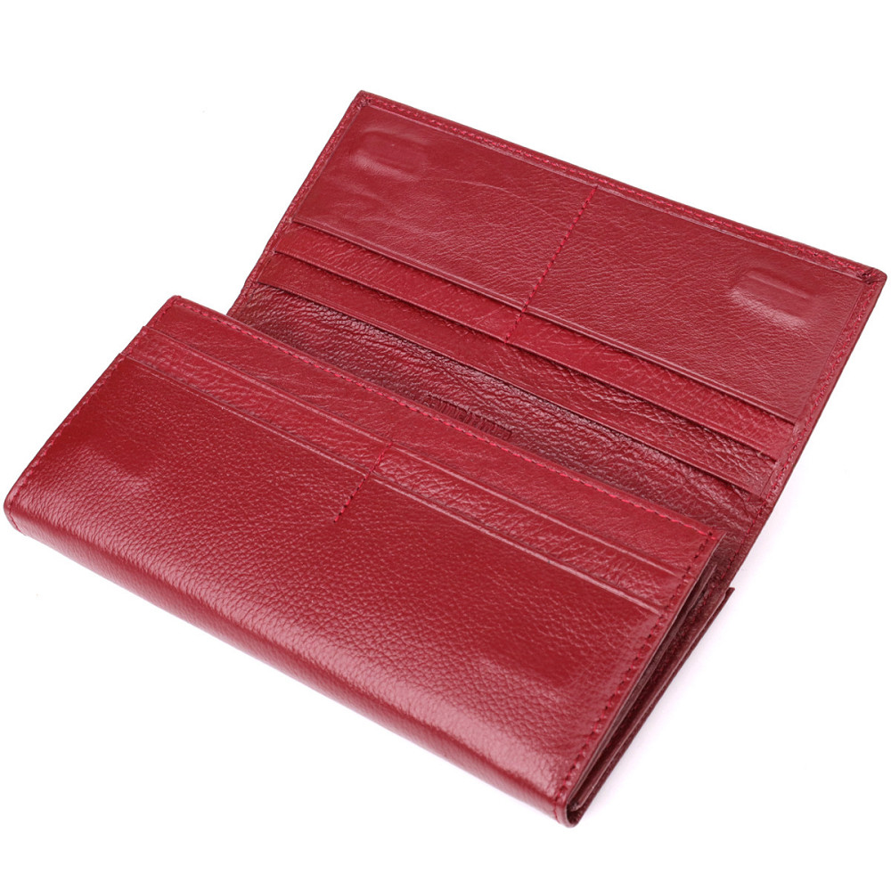 Елегантний гаманець для жінок з монетницею із натуральної шкіри ST Leather 23107 Бордовий Київ - фото 6