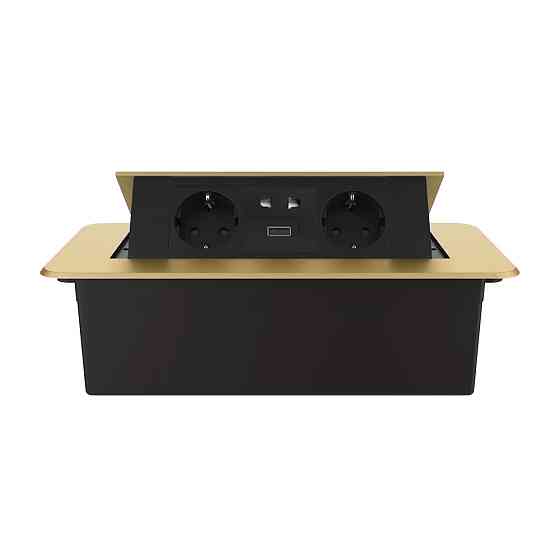 LIVOLO Меблева розетка потрійна LIVOLO золота, вбудована у стільницю, з USB 10 Вт, універсально Коломия